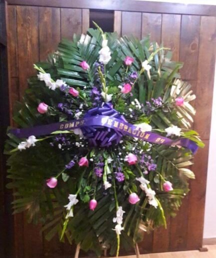 Corona Gladiola y Rosas 25 flores