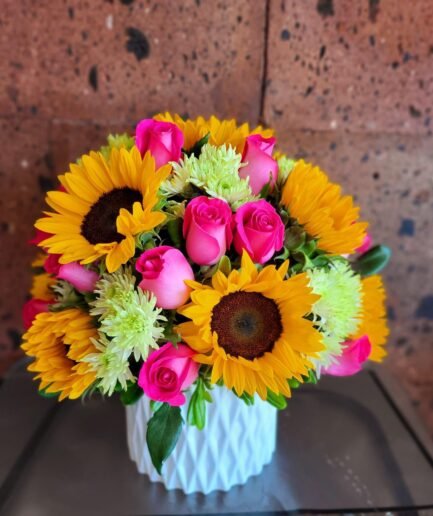 Cilindro 10 girasoles 25 rosas