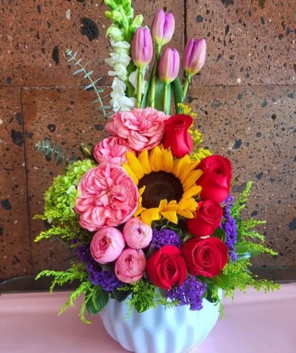 Pecera mucho amor con rosa inglesa