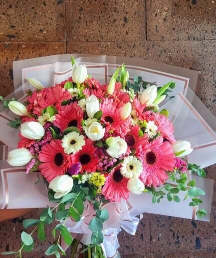 Ramo 20 tulipanes y 20 gerberas